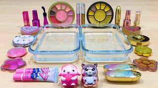 Pink vs Gold ! Mixing Makeup Eyeshadow into Clear Slime ! Relaxing Satisfying Videos #577