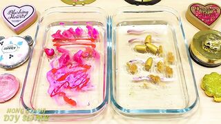 Pink vs Gold ! Mixing Makeup Eyeshadow into Clear Slime ! Relaxing Satisfying Videos #577