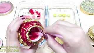 Gold vs Red | Mixing Makeup Eyeshadow into Clear Slime | Satisfying Slime Videos #568