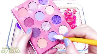 Purple vs Pink ! Slime | Mixing Makeup Eyeshadow into Clear Slime ! Satisfying Videos #547