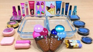 Pink vs Blue ! Ice Cream Slime | Mixing Makeup Eyeshadow into Clear Slime ! Satisfying Videos #545