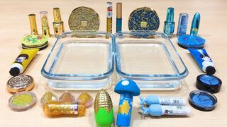 Gold vs Blue ! Corn and Mushroom | Mixing Makeup Eyeshadow into Clear Slime ! Satisfying Videos #541