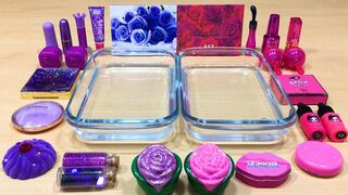 Purple vs Pink ! Mixing Makeup Eyeshadow into Clear Slime ! Satisfying Slime Videos #529