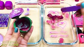 Purple vs Pink ! Mixing Makeup Eyeshadow into Clear Slime ! Satisfying Slime Videos #529