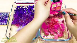 Purple vs Pink ! Mixing Makeup Eyeshadow into Clear Slime ! Satisfying Slime Videos #529