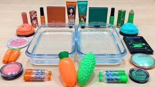 Carrot vs Bitter Melon ! Mixing Makeup Eyeshadow into Clear Slime ! Satisfying Slime Videos #526