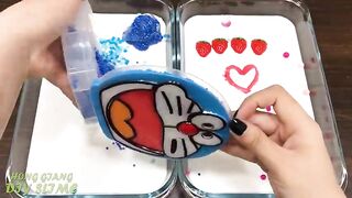 BLUE vs PINK ! DORAEMON and HELLO KITTY ! Special Series #104 Mixing Random Things into GLOSSY Slime