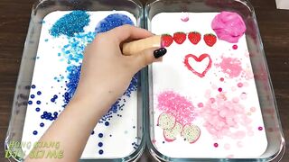 BLUE vs PINK ! DORAEMON and HELLO KITTY ! Special Series #104 Mixing Random Things into GLOSSY Slime