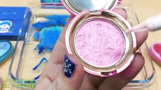 PINK vs BLUE ! Mixing Makeup Eyeshadow into Clear Slime! Special Series #103 Satisfying Slime Videos