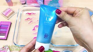 PINK vs BLUE ! Mixing Makeup Eyeshadow into Clear Slime ! Special Series #98 Satisfying Slime Video