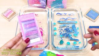 PINK vs BLUE ! Mixing Makeup Eyeshadow into Clear Slime ! Special Series #98 Satisfying Slime Video