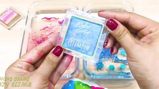 PINK vs BLUE ! Mixing Makeup Eyeshadow into Clear Slime ! Special Series #98 Satisfying Slime Video