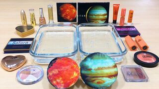 Jupiter vs Saturn ! Mixing Makeup Eyeshadow into Clear Slime ! Special Series #97 Satisfying Slime