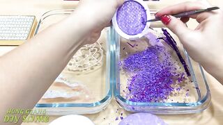 PURPLE vs WHITE ! Mixing Makeup Eyeshadow into Clear Slime! Special Series 89 Satisfying Slime Video