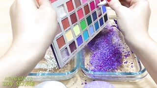 PURPLE vs WHITE ! Mixing Makeup Eyeshadow into Clear Slime! Special Series 89 Satisfying Slime Video