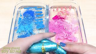 PINK vs BLUE ! Mixing Makeup Eyeshadow into Clear Slime! Special Series #85 Satisfying Slime Videos