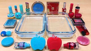 BLUE vs RED ! Mixing Makeup Eyeshadow into Clear Slime ! Special Series #84 Satisfying Slime Video