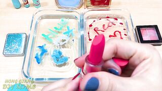 BLUE vs RED ! Mixing Makeup Eyeshadow into Clear Slime ! Special Series #84 Satisfying Slime Video