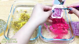 GOLD vs PINK ! Mixing Makeup Eyeshadow into Clear Slime ! Special Series #83 Satisfying Slime Video