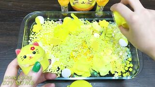 Special Series #82 YELLOW Satisfying Slime Videos ! Mixing Random Things into Clear Slime