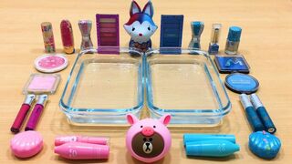 PINK vs BLUE ! Mixing Makeup Eyeshadow into Clear Slime! Special Series #75 Satisfying Slime Videos