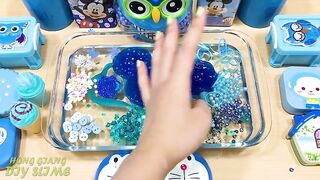 Special Series BLUE DORAEMON Satisfying Slime Videos #73 ! Mixing Random Things into Clear Slime