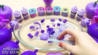 Special Series PURPLE Satisfying Slime Videos #70 ! Mixing Random Things into Clear Slime