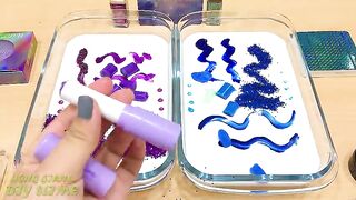 PURPLE vs BLUE Mixing Makeup Eyeshadow into Glossy Slime ! Special Series #49 Satisfying Slime Video