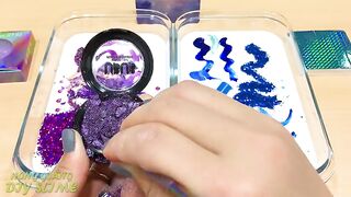 PURPLE vs BLUE Mixing Makeup Eyeshadow into Glossy Slime ! Special Series #49 Satisfying Slime Video