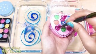 PINK vs BLUE ! Mixing Makeup Eyeshadow into Clear Slime! Special Series#44 Satisfying Slime Videos
