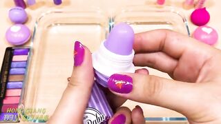 PURPLE vs PINK ! Mixing Makeup Eyeshadow into Clear Slime! Special Series#42 Satisfying Slime Videos