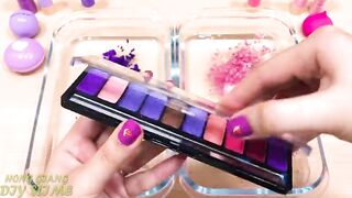 PURPLE vs PINK ! Mixing Makeup Eyeshadow into Clear Slime! Special Series#42 Satisfying Slime Videos