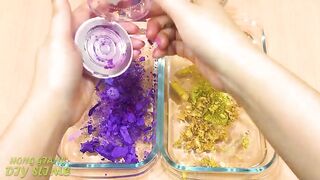 PURPLE vs GOLD | Mixing Makeup Eyeshadow into Clear Slime! Special Series #35 Satisfying Slime Video