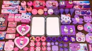 Special Series #34 PURPLE vs PINK ELSA and HELLO KITTY !! Mixing Random Things into GLOSSY Slime