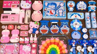 Special Series #31 BLUE DOREAMON vs PINK HELLO KITTY !! Mixing Random Things into Slime