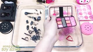 BLACK vs PINK | Mixing Makeup Eyeshadow into Clear Slime ! Special Series #27 Satisfying Slime Video