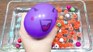 Mixing Beads into Clear Slime #2 !!! Relaxing Slime with Funny Balloons