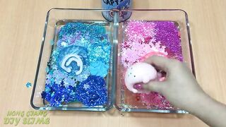 Mixing Makeup and Glitter Into Clear Slime ! Pink Vs Blue Special Series Part 14 Satisfying Slime