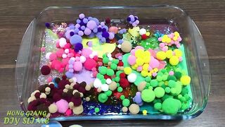Mixing Makeup and Pom Poms into Store Bought Slime ! Satisfying Slime Video