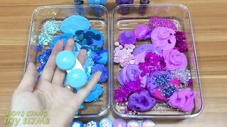 Mixing Clay and Beads Into Clear Slime ! Blue Vs Purple Special Series Part 10 Satisfying Slime