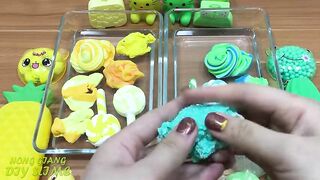 Mixing clay and floam Into Clear Slime ! yellow VS Green Special Series Part 6/ Relaxing Slime.
