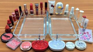 Mixing Makeup Into Clear Slime ! Red VS White Special Series Part 4 Satisfying Slime Videos