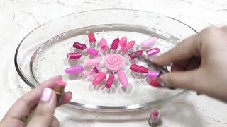 Mixing Lipstick into Clear Slimes !!! Relaxing Slimesmoothie Satisfying Slime Videos #95