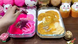 PINK VS GOLD | ASMR SLIME | Mixing Random Things Into GLOSSY Slime | Satisfying Slime Videos #1822