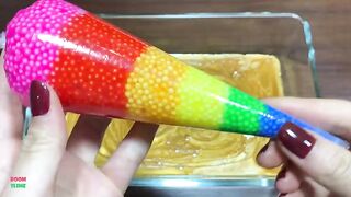 Making Crunchy Foam Slime With Mini Gold Piping Bags | GLOSSY SLIME | ASMR Slime Videos #1821
