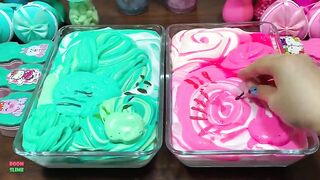 CYAN VS PINK | ASMR SLIME | Mixing Random Things Into GLOSSY Slime | Satisfying Slime Videos #1632