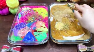 SPECIAL RAINBOW VS GOLD | Mixing Random Things Into GLOSSY Slime | Satisfying Slime Videos #1612