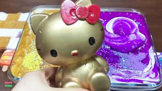 SPECIAL GOLD VS PURPLE CAT - Mixing Random Things Into GLOSSY Slime ! Satisfying Slime Videos #1576