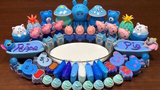 BLUE PEPPA PIGS - Mixing Makeup, CLAY and More Into GLOSSY Slime ! Satisfying Slime Videos #1531