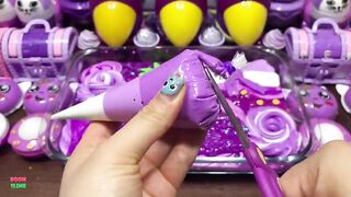 PURPLE PIPING BAGS - Mixing Makeup, Clay and MORE Into GLOSSY Slime ! Satisfying Slime Videos #1518